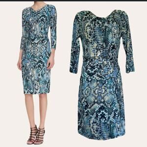 NEW Women's David Meister Snake Turquoise Black Blue Green Size 12 981207